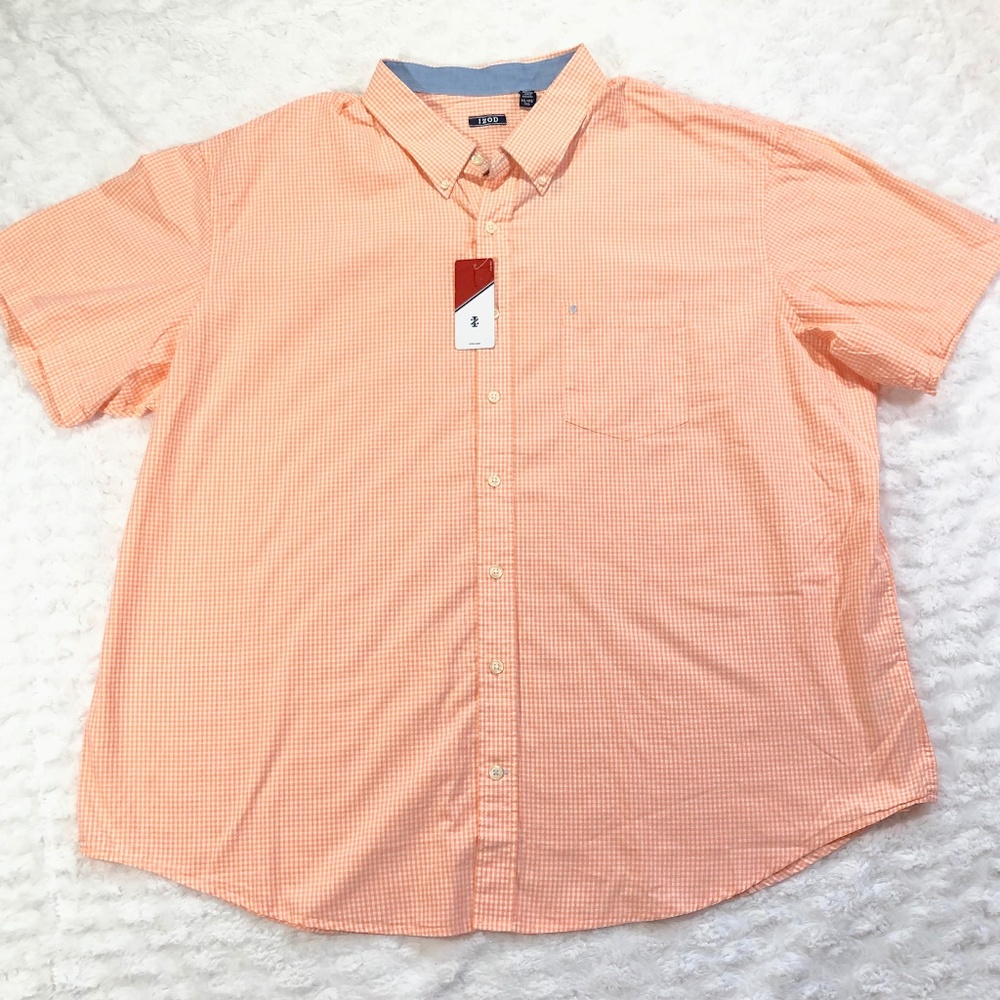 IZOD Mens Peach Gingham NWT Short Sleeve 3X-Large